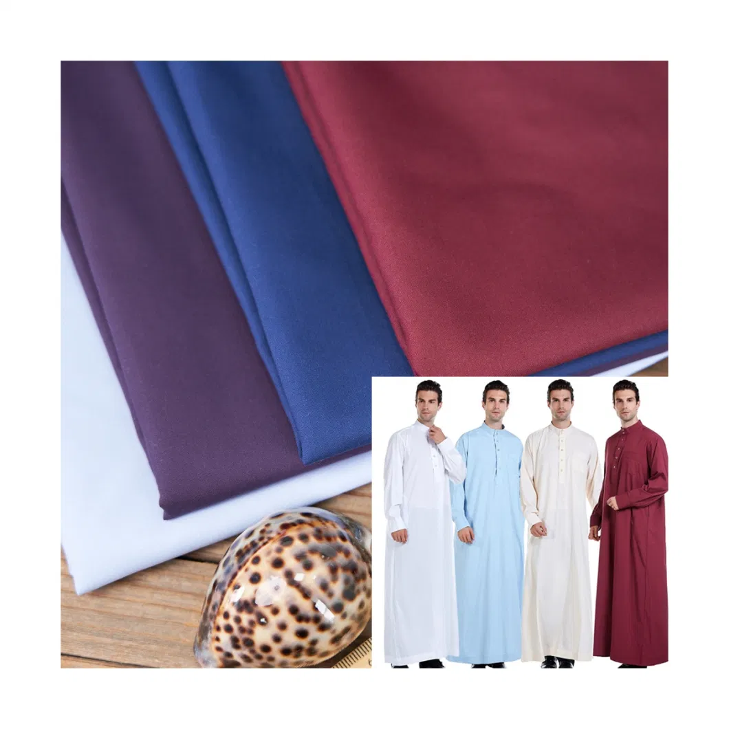 100% 40s Spun Polyester Arabic Saudi Arabia Thobe Men Muslim Fabric Mc Polyester Spun Yarn